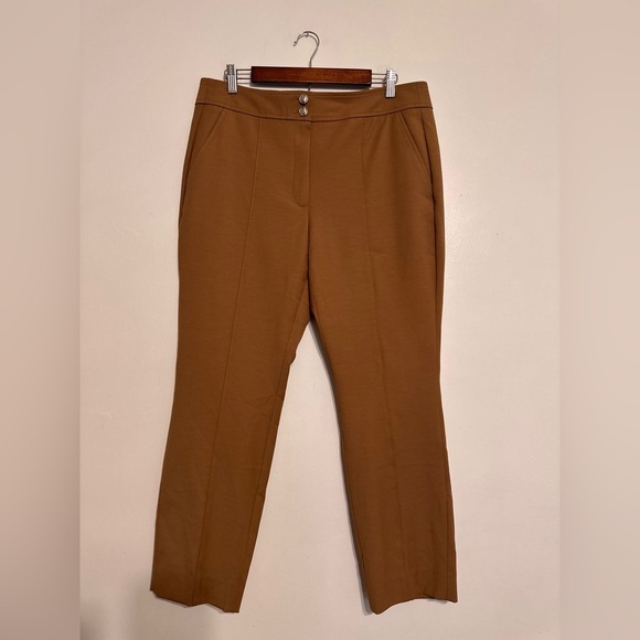 WHBM High-Rise Straight Leg Woven Pants in Camel Tan size 12 - Picture 4 of 9